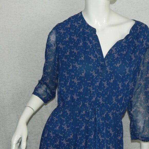 Modcloth Dress Navy Blue with Pink Stars Drawstring Waist Mini Dress Large - Picture 3 of 7